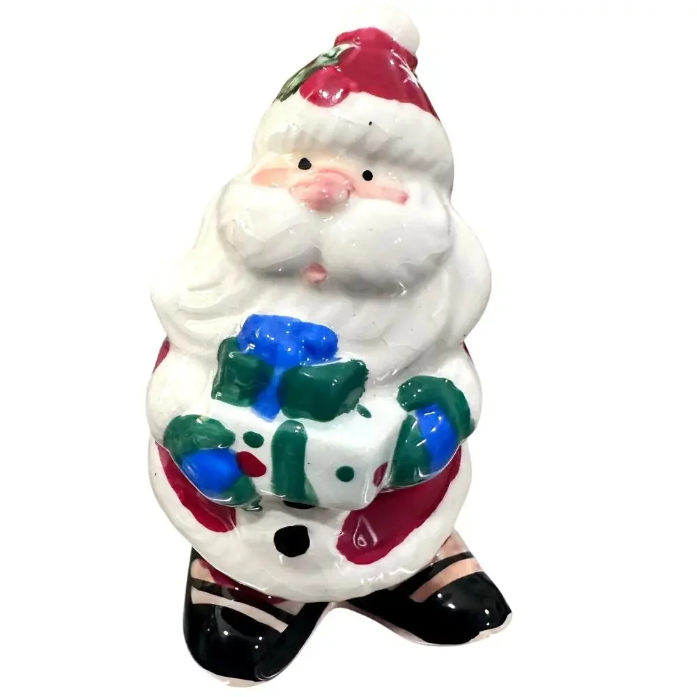 Fitz and Floyd 2011 Bright and Merry Santa Snowman Salt and Pepper Shakers Set